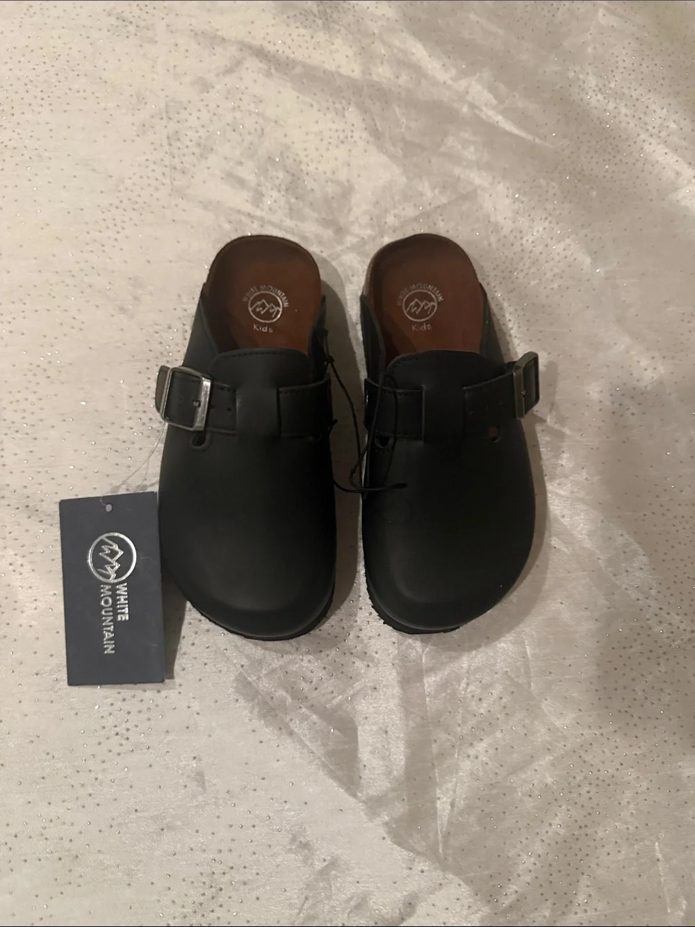 White Mountain Black Slip-On Clog with Buckle for kids size 13